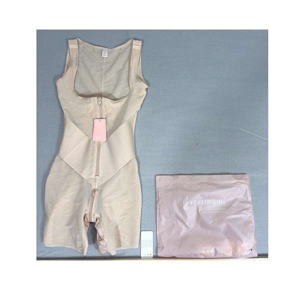Feelingirl FeelVibe U-Shaped Faja Tummy Control Butt Lift Bodysuit Beige XS NWT